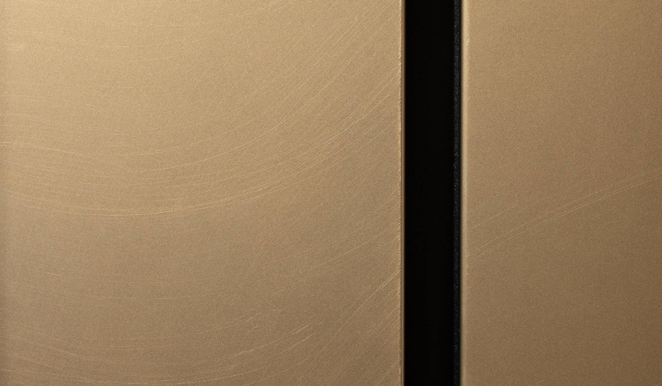 HÄCKER SystematART Eiche schwarz Echtholz mit Gold, Bronze Akzenten - Detailansicht Metallicfront mit Textur 